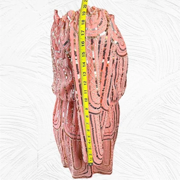 🎀 Main Strip Pink Sequin Romper, Barbie, NFR Fashion, Women’s Size Large, NWT - Picture 12 of 15